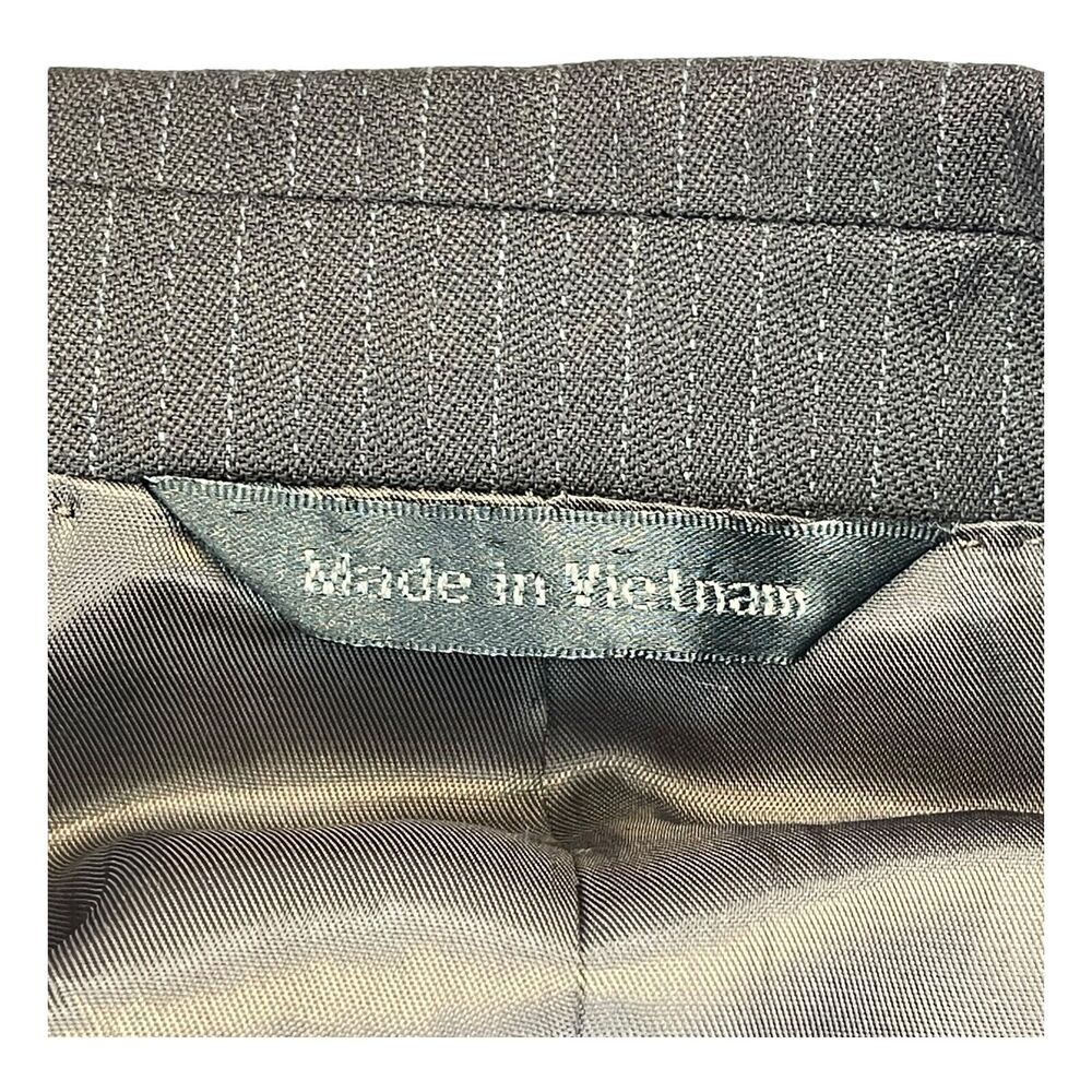 Andrew Fezza Blazer Jacket Men 42R Gray Striped Wool Notch Lapel Single Breasted - Picture 11 of 12